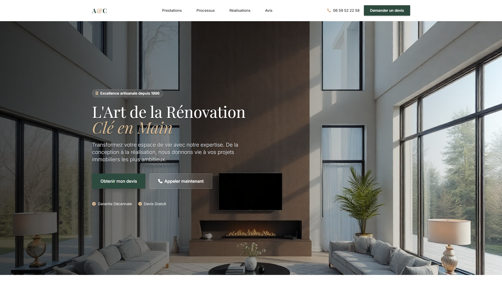 Aperçu du projet SARL-AC.com – Site web de rénovation immobilière